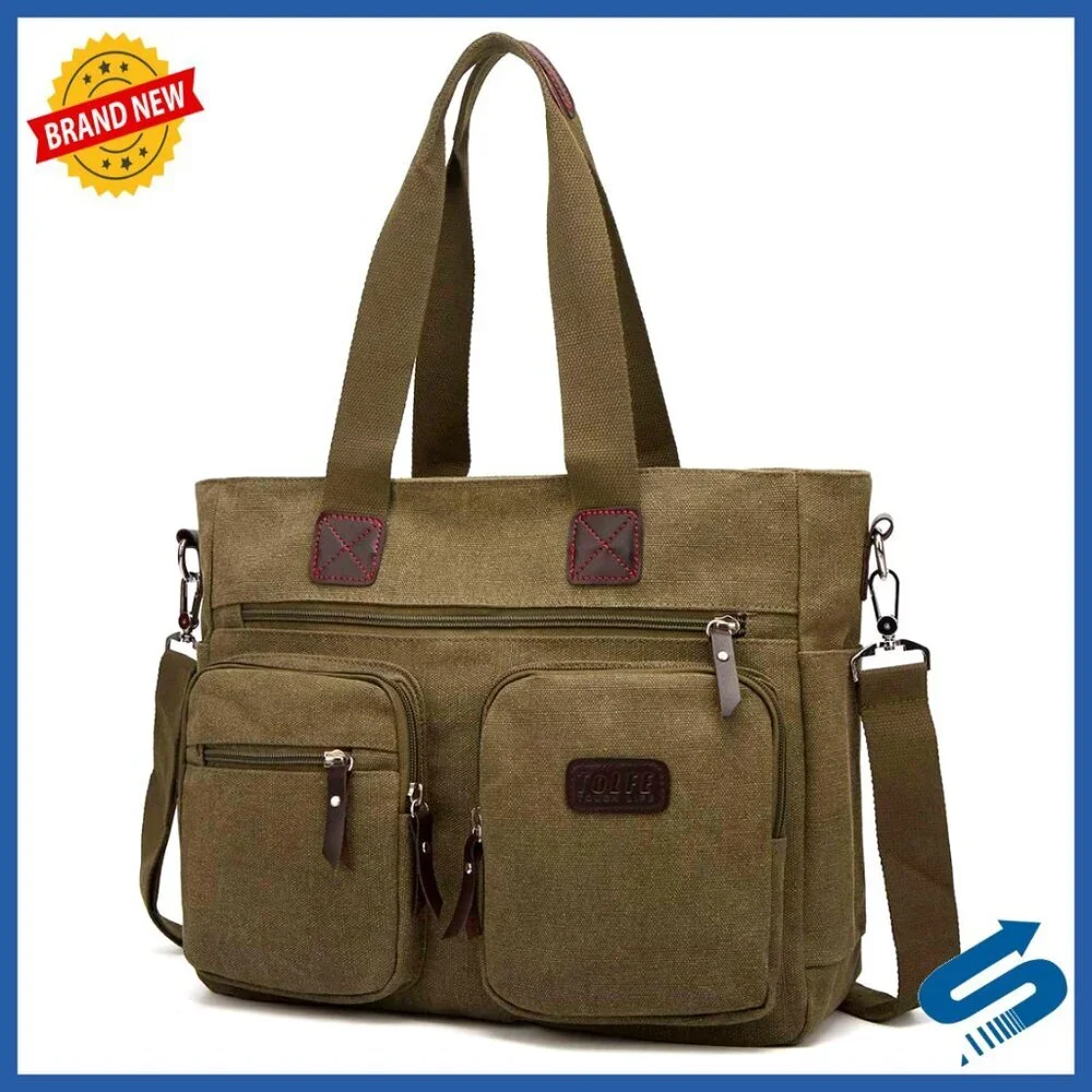 Canvas Satchel Handbag Top Handle Shoulder Tote Crossbody Work Travel Bag